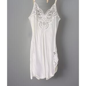 Vintage Wonder Maid No Cling Camisole Slip Dress lace Ivory Union Short Slit 32
